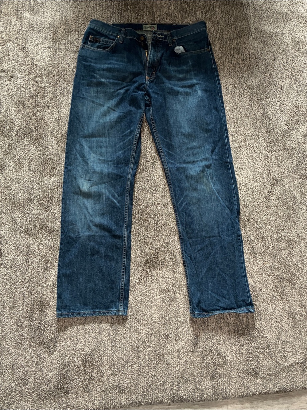 Wrangler Men's Straight Jeans in Dark Indigo Blue 34x34